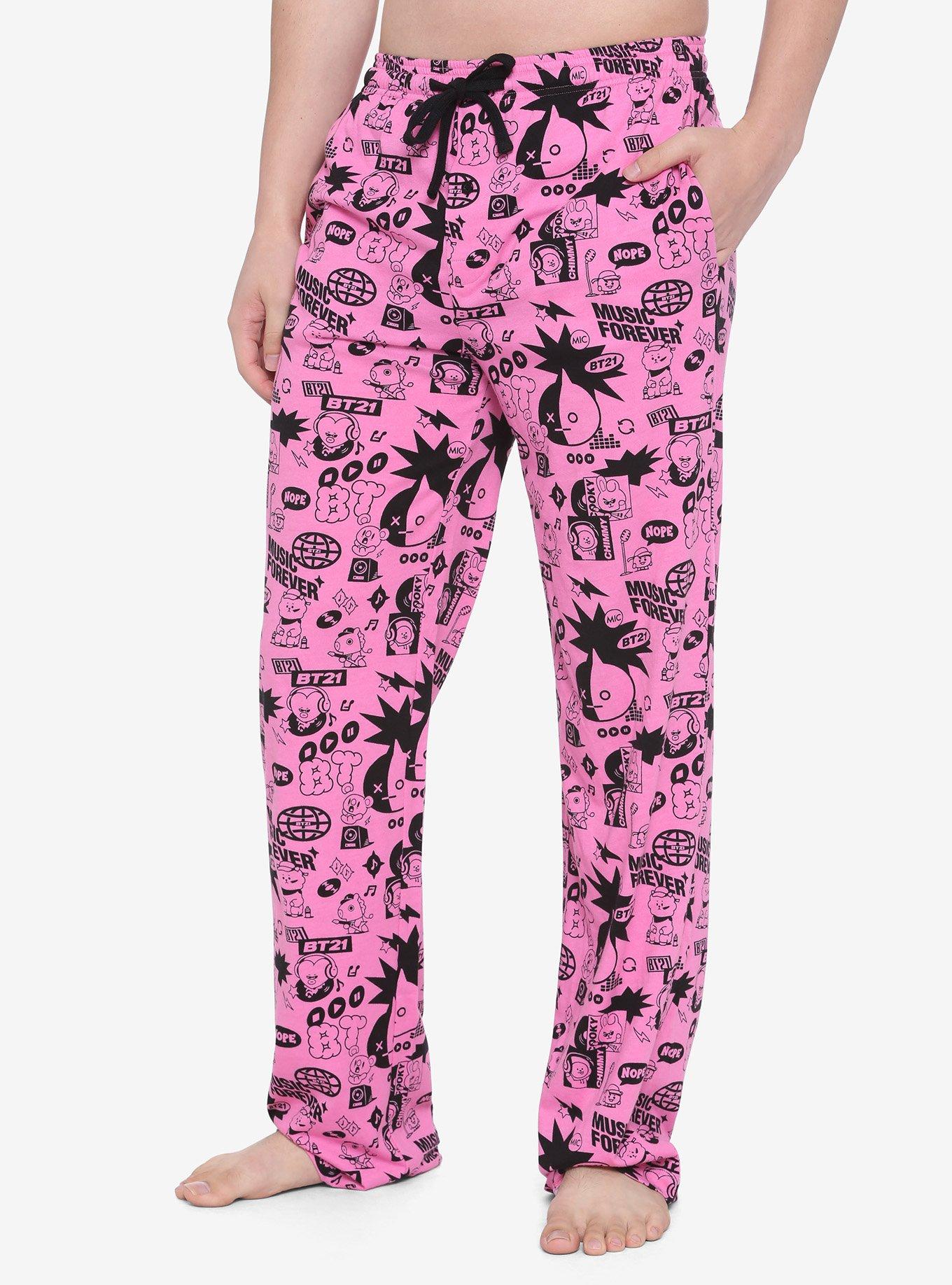 BT21 Black & Pink Pajama Pants | Hot Topic