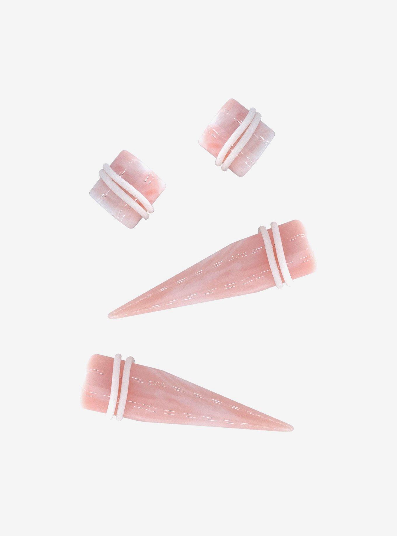 Acrylic Rose Quartz Taper & Plug 4 Pack, MULTI, hi-res