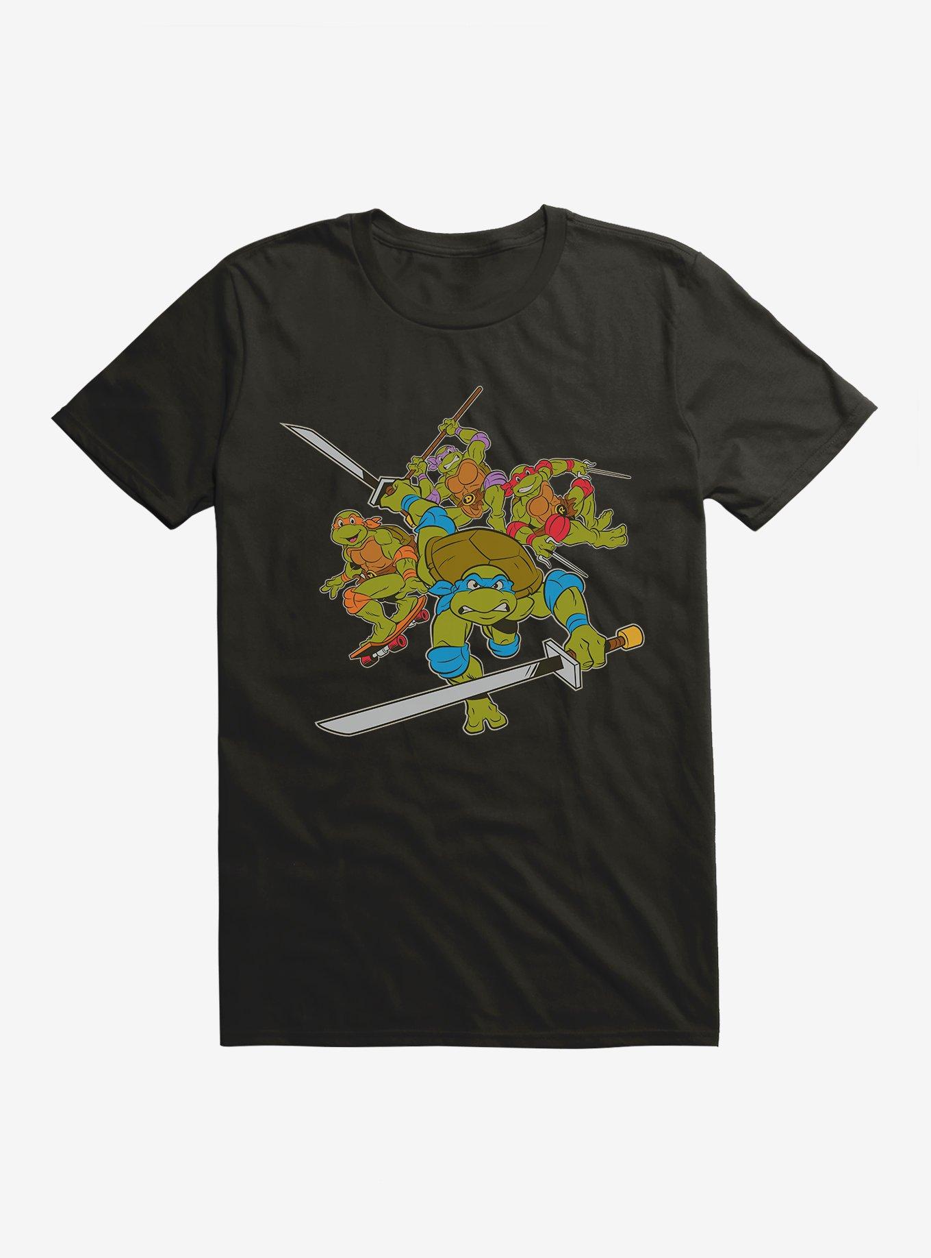 Teenage Mutant Ninja Turtles Group Weapons Pose T-Shirt, BLACK, hi-res