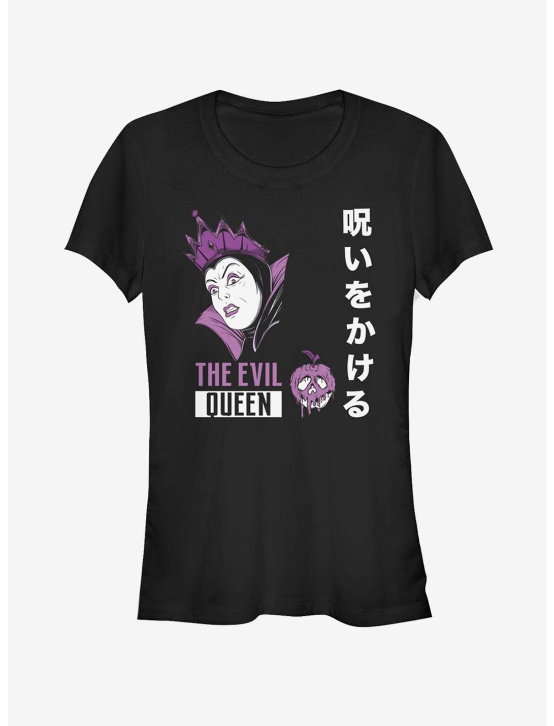 Disney Snow White Evil Queen Japanese Text Girls T-Shirt, BLACK, hi-res