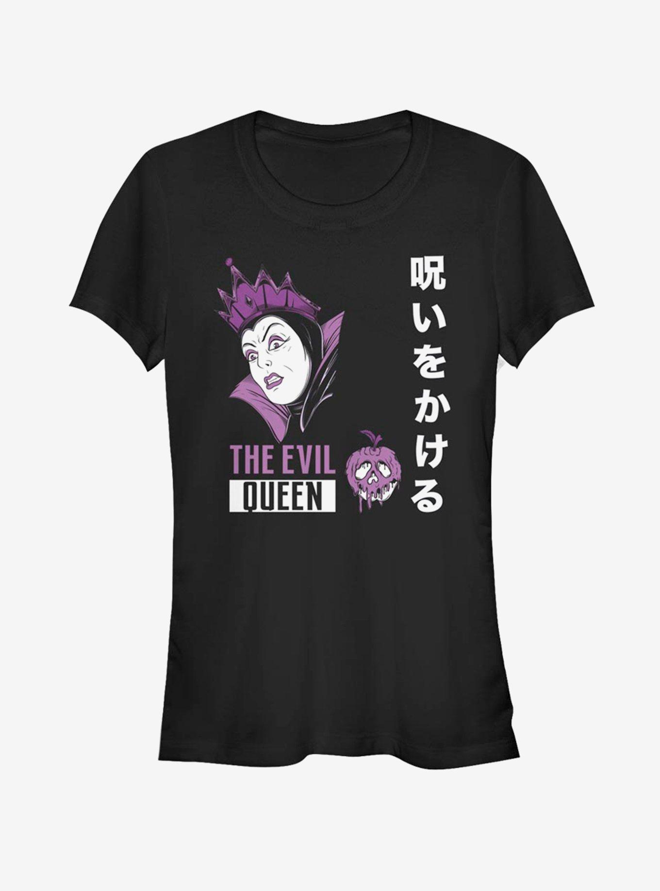 Disney Snow White Evil Queen Japanese Text Girls T-Shirt, BLACK, hi-res