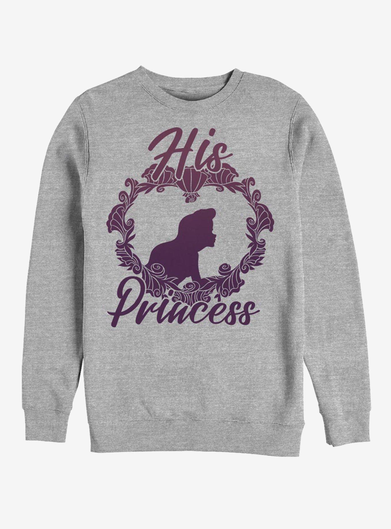 Disney The Little Mermaid His Princess Crew Sweatshirt, ATH HTR, hi-res