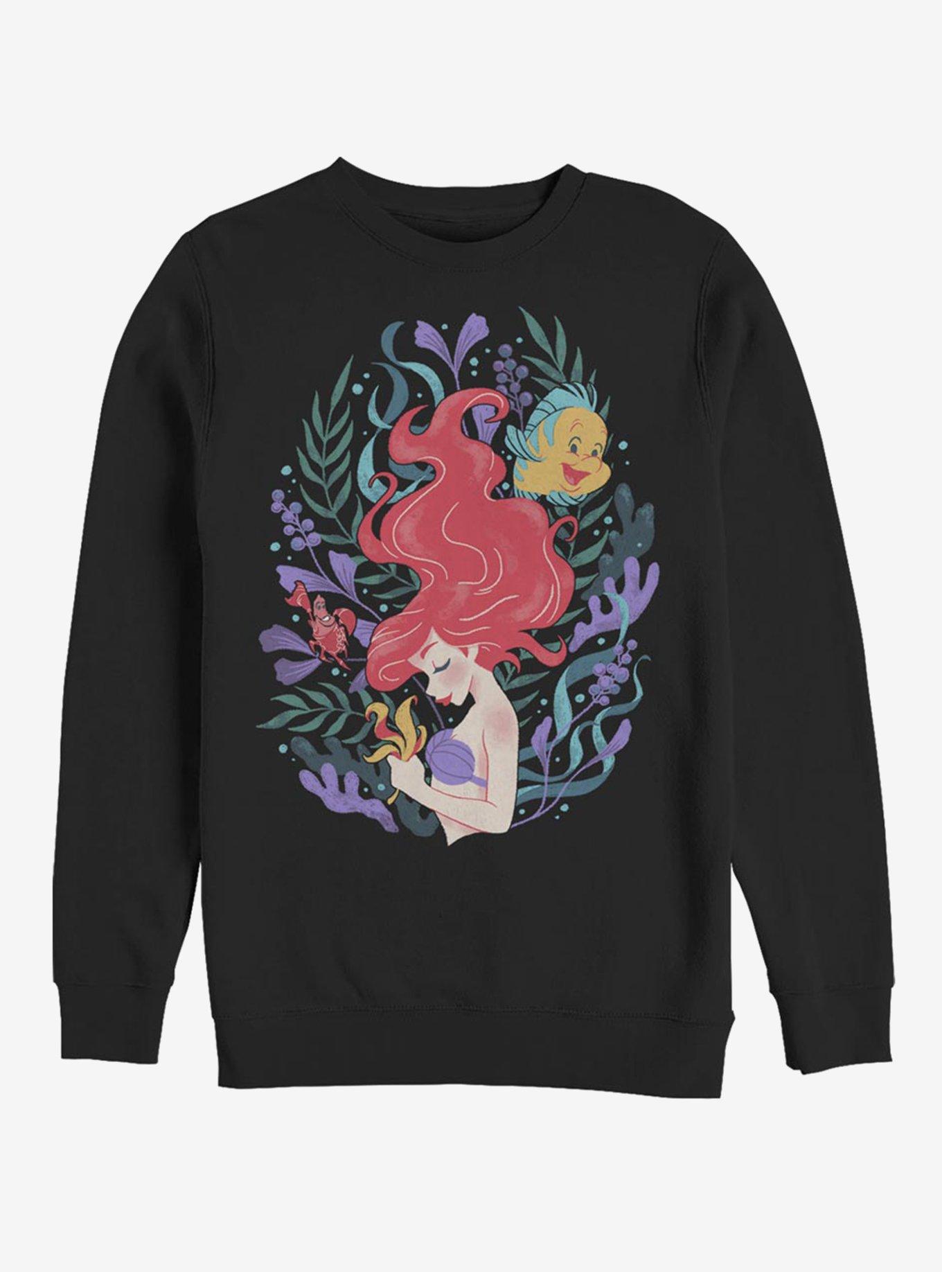 Disney The Little Mermaid Sea Plants Crew Sweatshirt, BLACK, hi-res