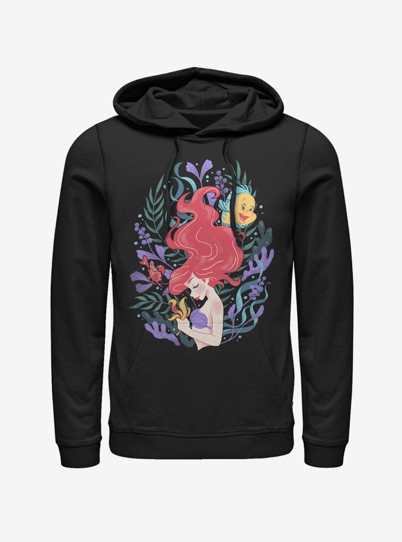 Disney The Little Mermaid Sea Plants Hoodie, BLACK, hi-res