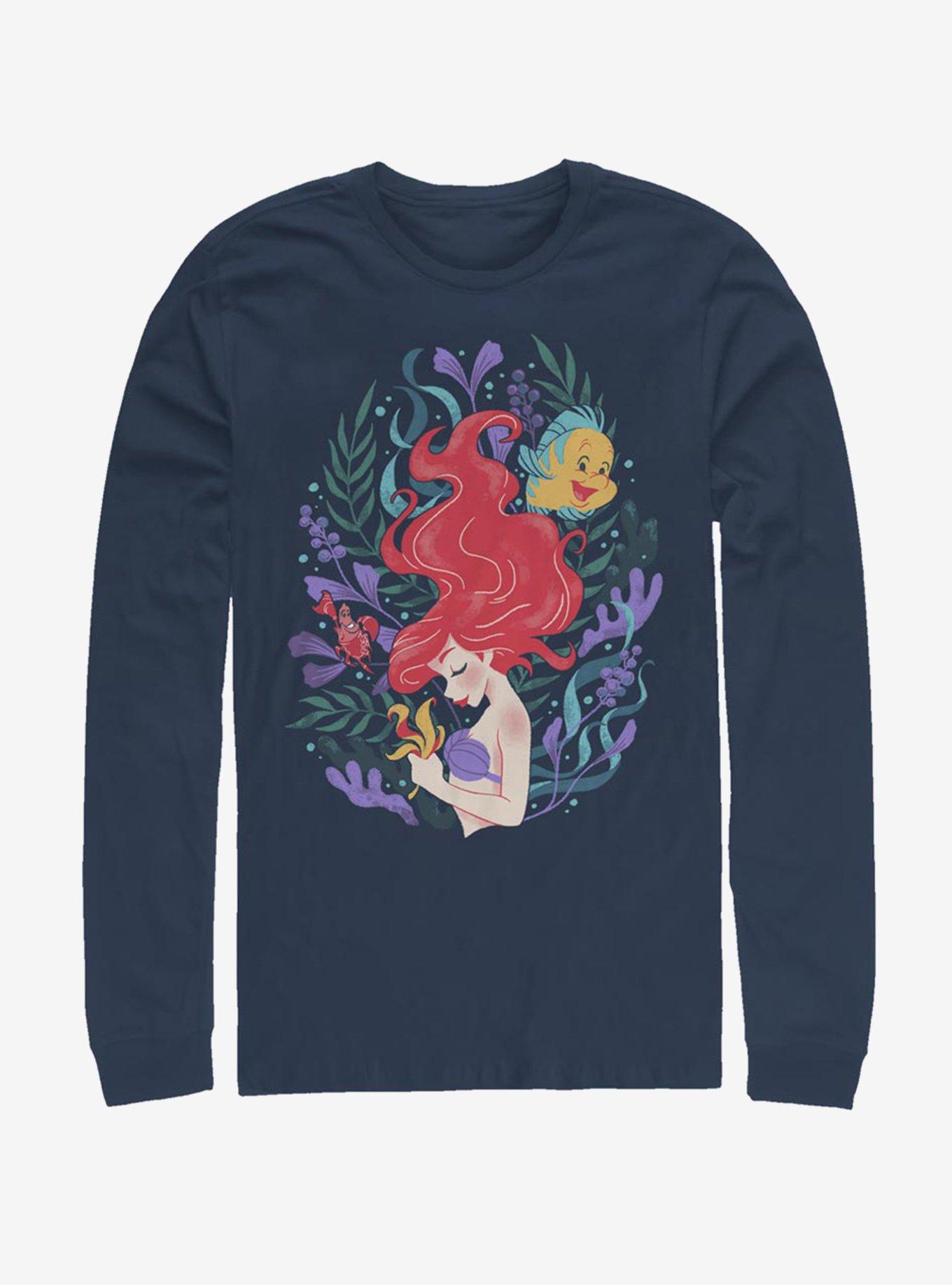 Disney The Little Mermaid Sea Plants Long-Sleeve T-Shirt, NAVY, hi-res