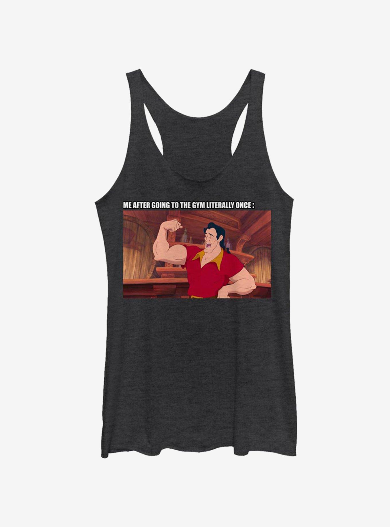 Disney Beauty And The Beast Gaston Gym Meme Girls Tank, BLK HTR, hi-res