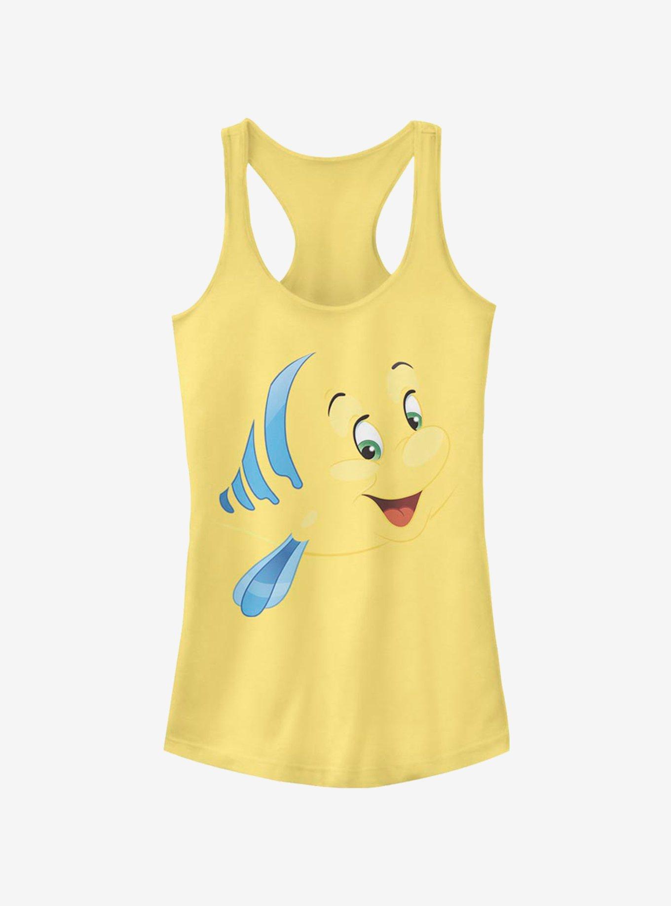 Disney The Little Mermaid Flounder Face Girls Tank YELLOW Hot Topic