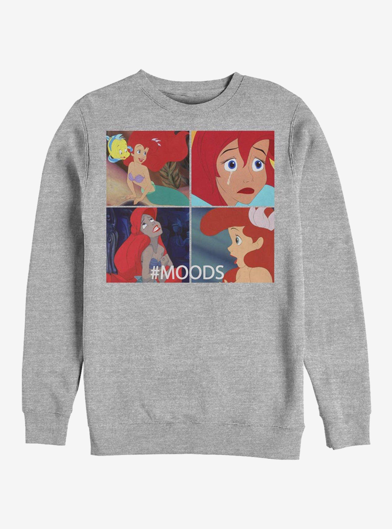 Disney The Little Mermaid Ariel Moods Crew Sweatshirt, ATH HTR, hi-res