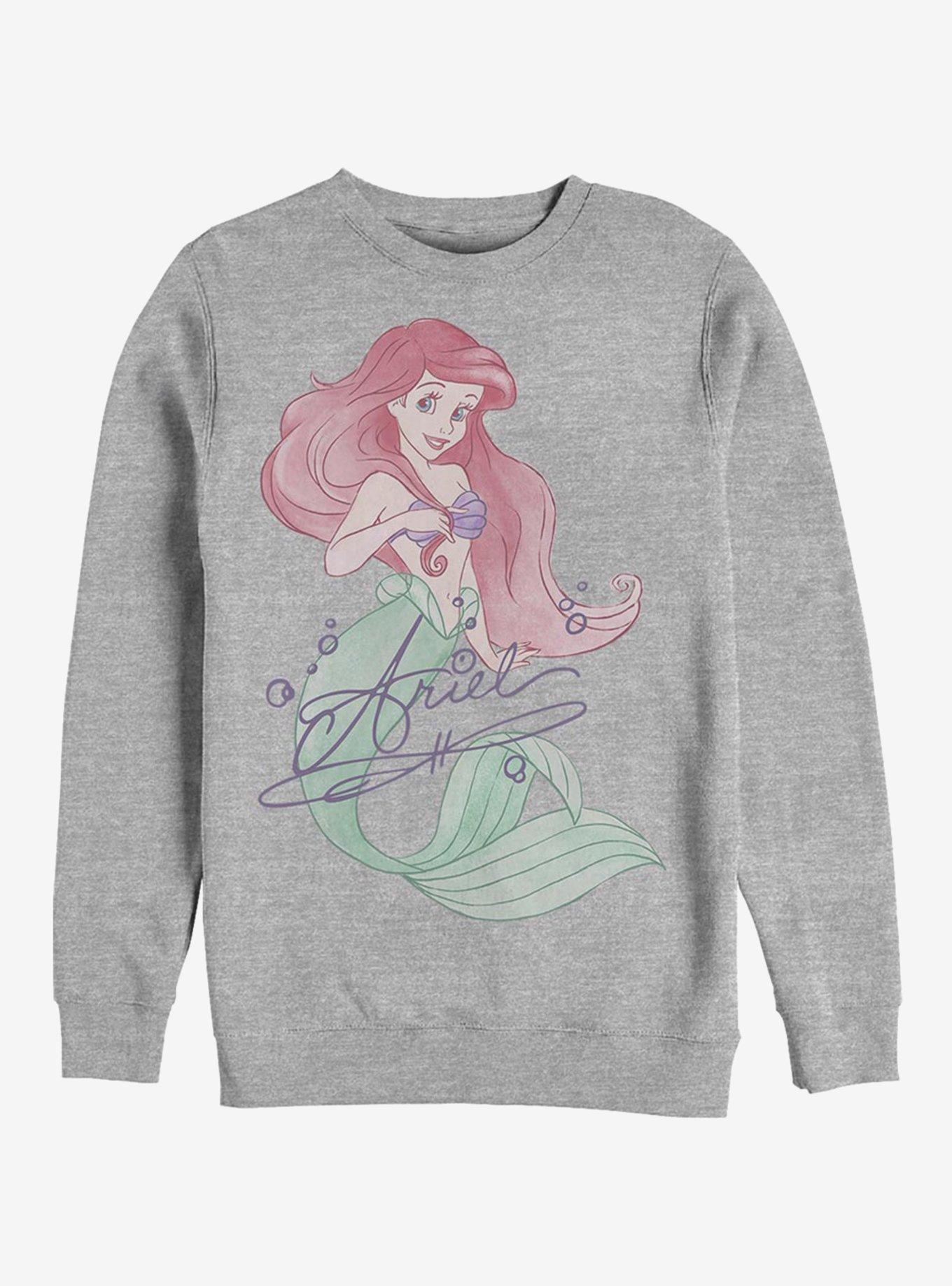 Disney The Little Mermaid Signed Ariel Crew Sweatshirt, ATH HTR, hi-res