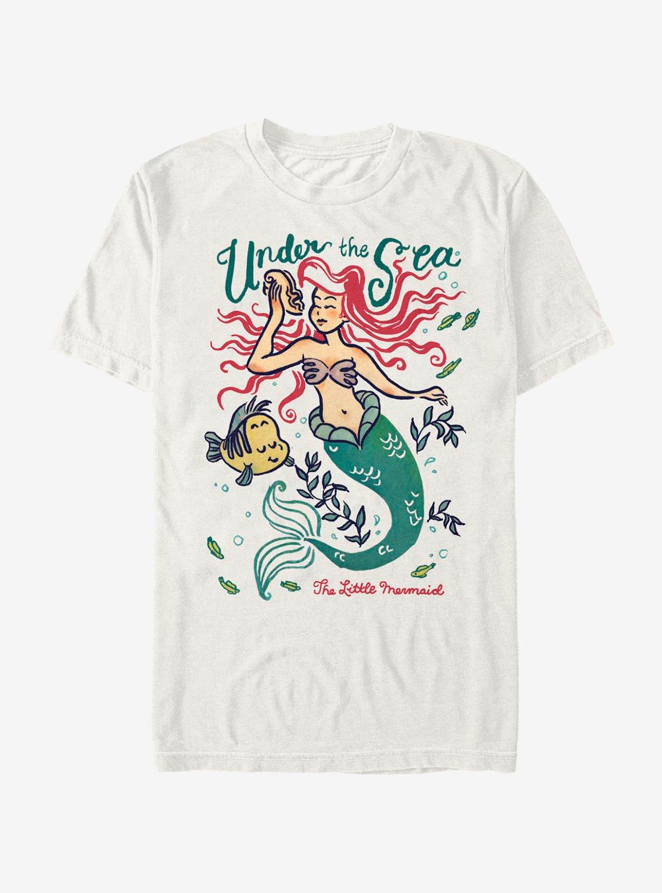 Disney The Little Mermaid Doodle T-Shirt, NATURAL, hi-res