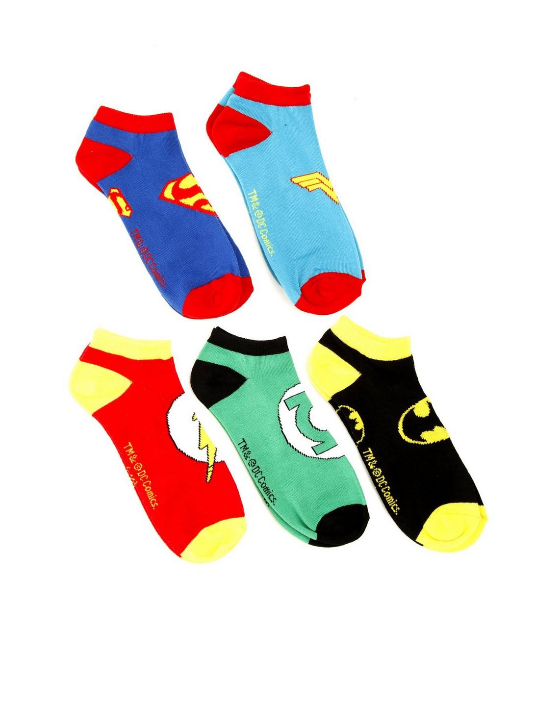 DC Comics Superhero No-Show Socks 5 Pair, , hi-res