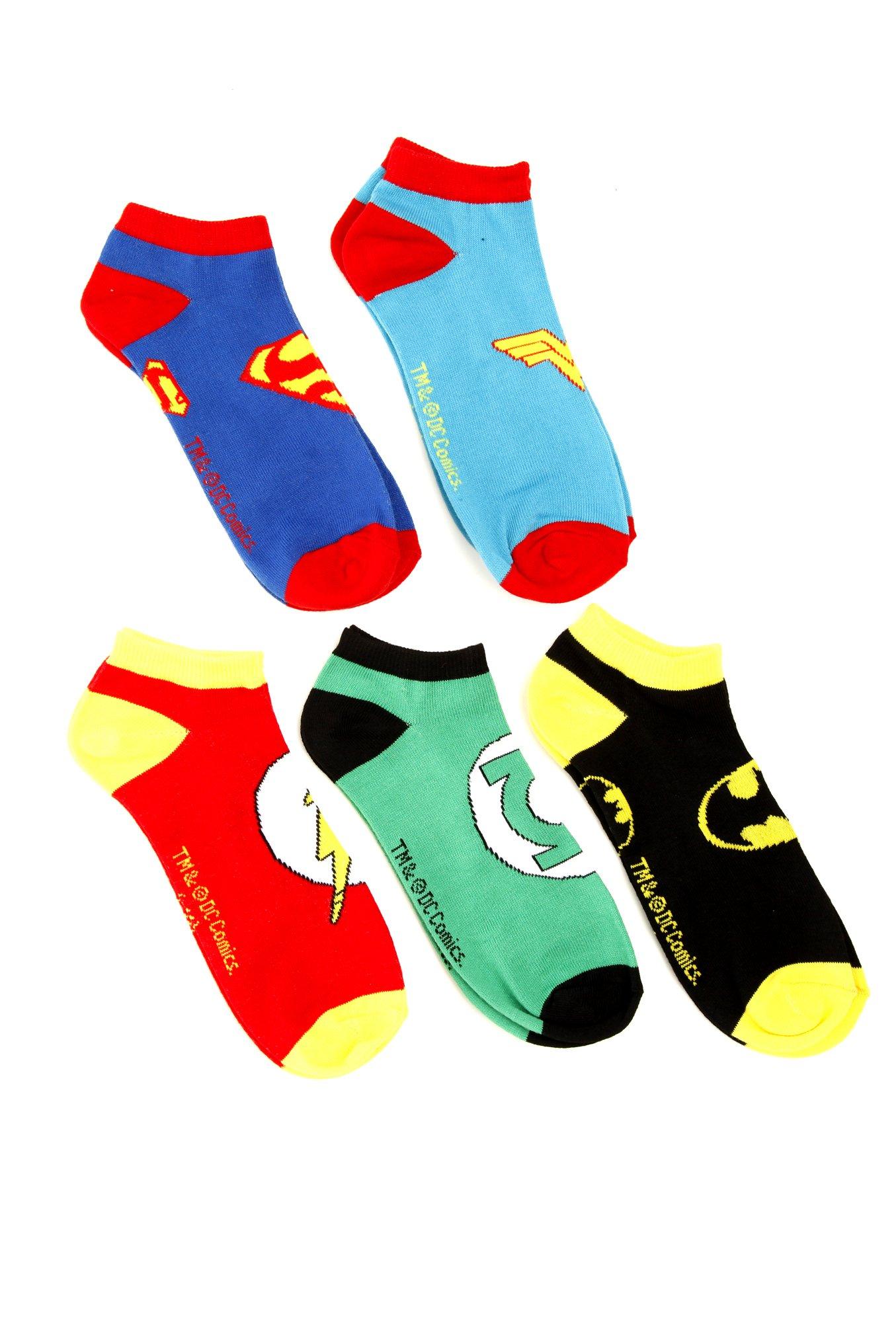 DC Comics Superhero No-Show Socks 5 Pair, , hi-res