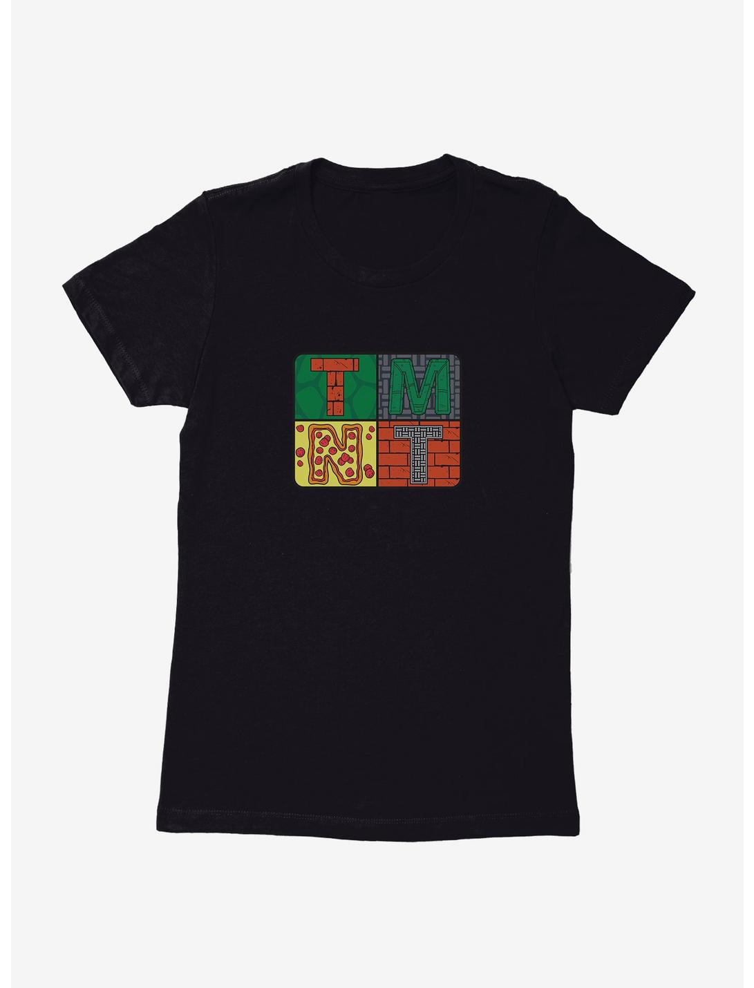 Teenage Mutant Ninja Turtles Brick Pizza Badge Womens T-Shirt, BLACK, hi-res