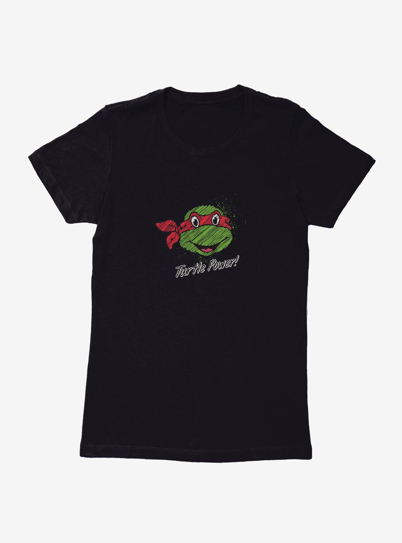 Teenage Mutant Ninja Turtles Chalk Lines Raphael Turtle Power Womens T-Shirt, BLACK, hi-res