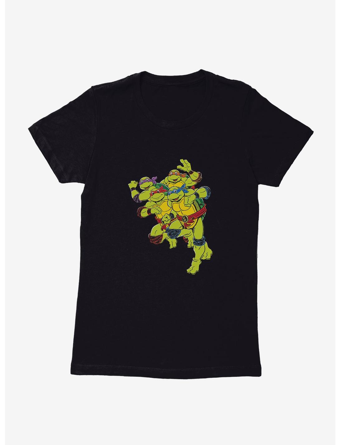 Teenage Mutant Ninja Turtles Group Running Womens T-Shirt, BLACK, hi-res
