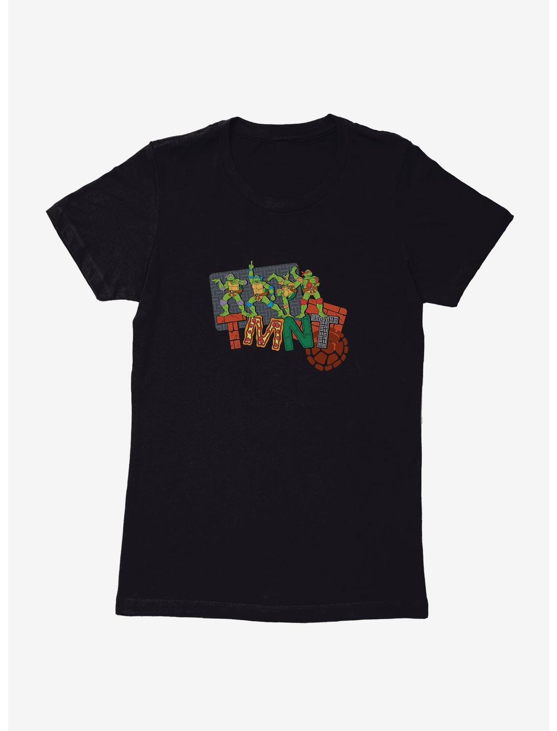 Teenage Mutant Ninja Turtles Patterned Logo Letters Womens T-Shirt, BLACK, hi-res