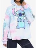 Disney Lilo & Stitch Pink & Blue Tie-Dye Girls Crop Hoodie, TIE DYE, hi-res