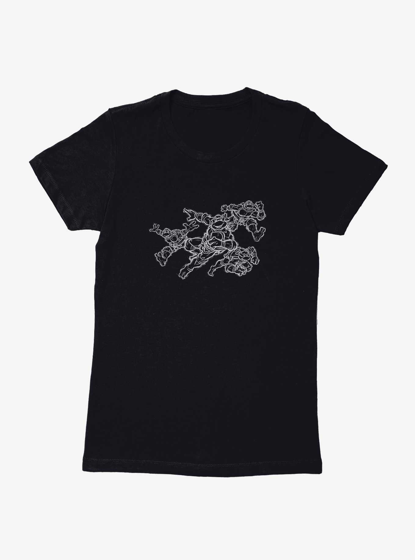 Teenage Mutant Ninja Turtles Group Run Outline Womens T-Shirt, , hi-res