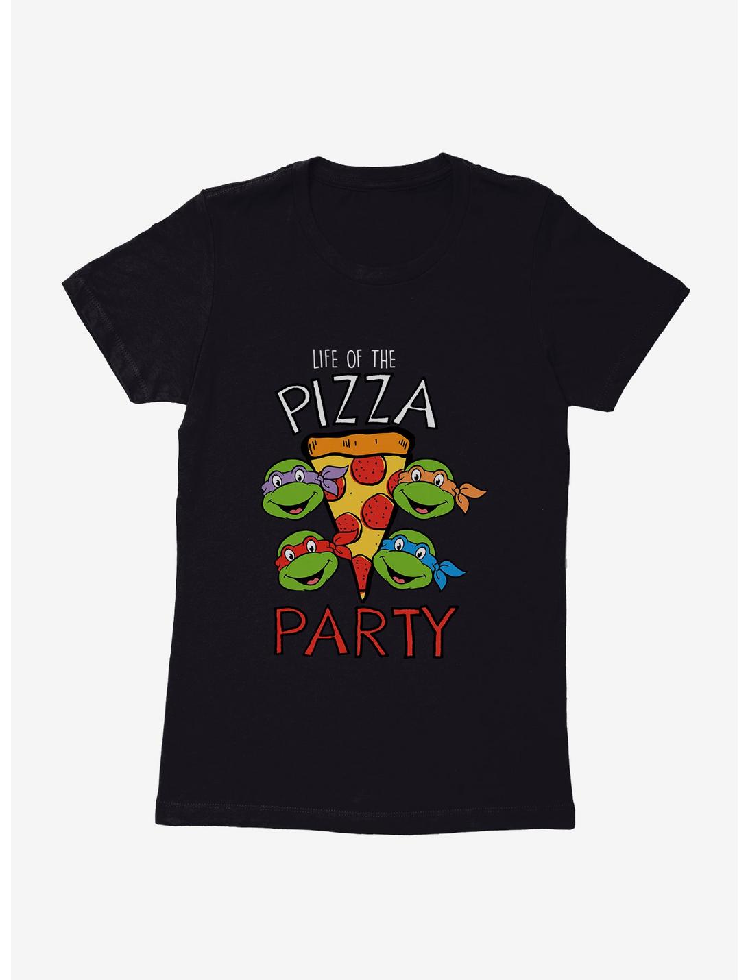 Teenage Mutant Ninja Turtles Party With Pizza Womens T-Shirt, BLACK, hi-res