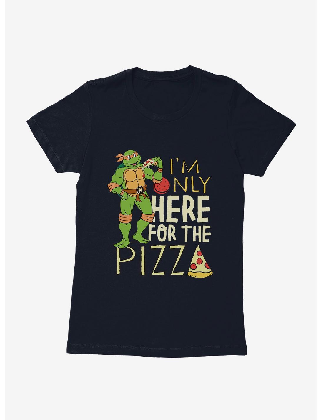 Teenage Mutant Ninja Turtles Michelangelo Only Here For Pizza Womens T-Shirt, MIDNIGHT NAVY, hi-res