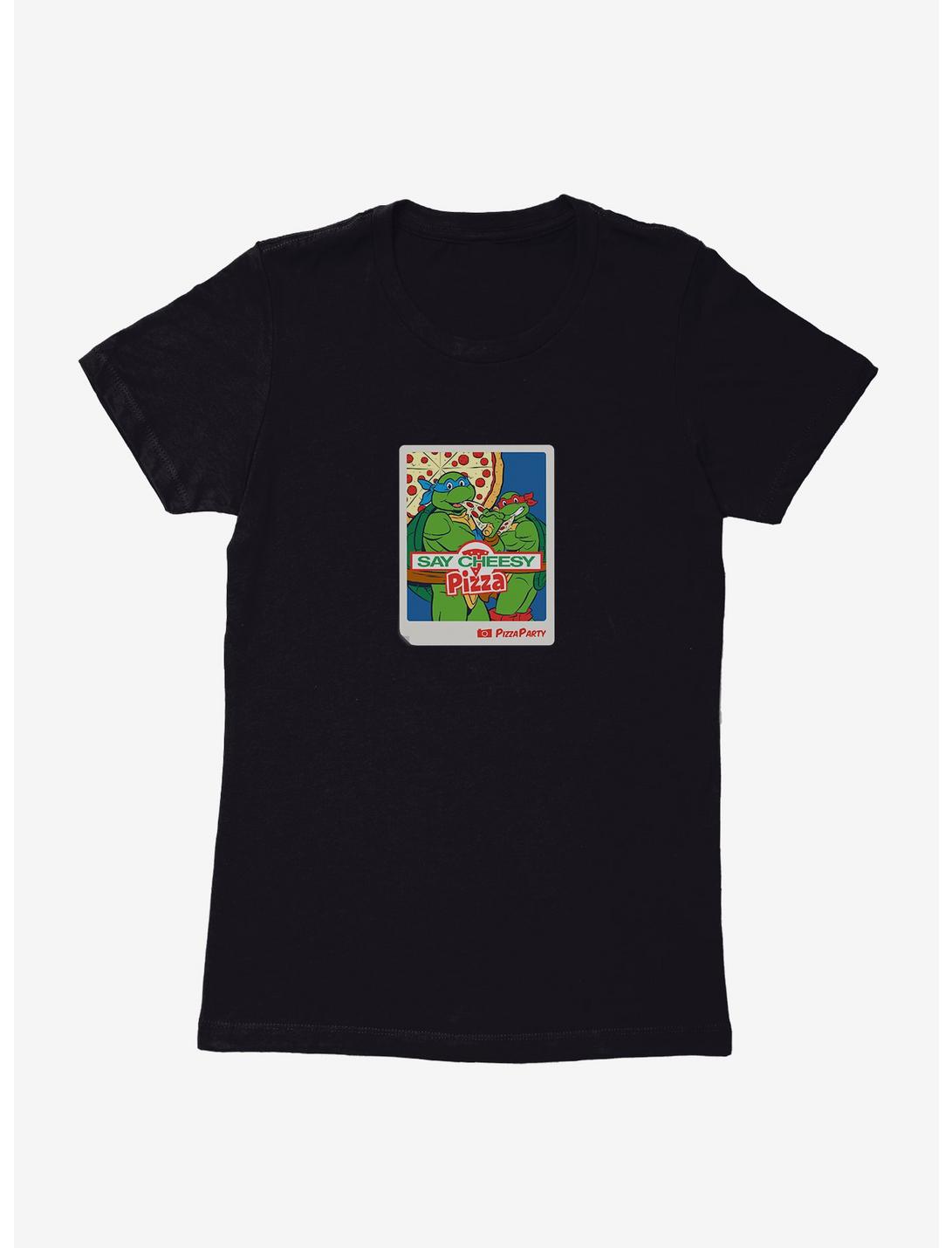 Teenage Mutant Ninja Turtles Pizza Party Photo Womens T-Shirt, BLACK, hi-res