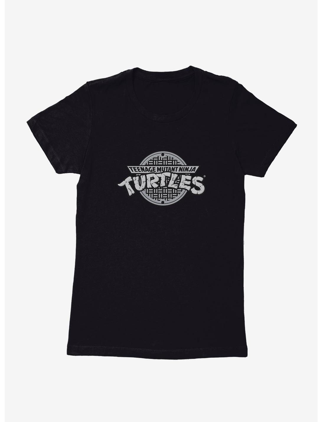 Teenage Mutant Ninja Turtles Classic Grayscale Logo Womens T-Shirt, BLACK, hi-res