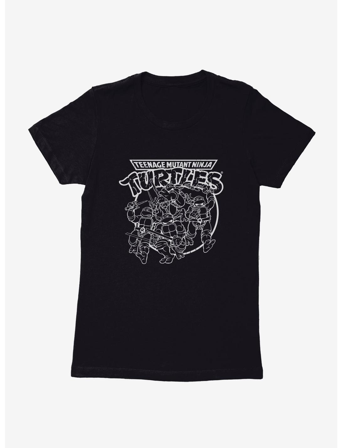 Teenage Mutant Ninja Turtles Group Fight Pose Outline Womens T-Shirt, , hi-res