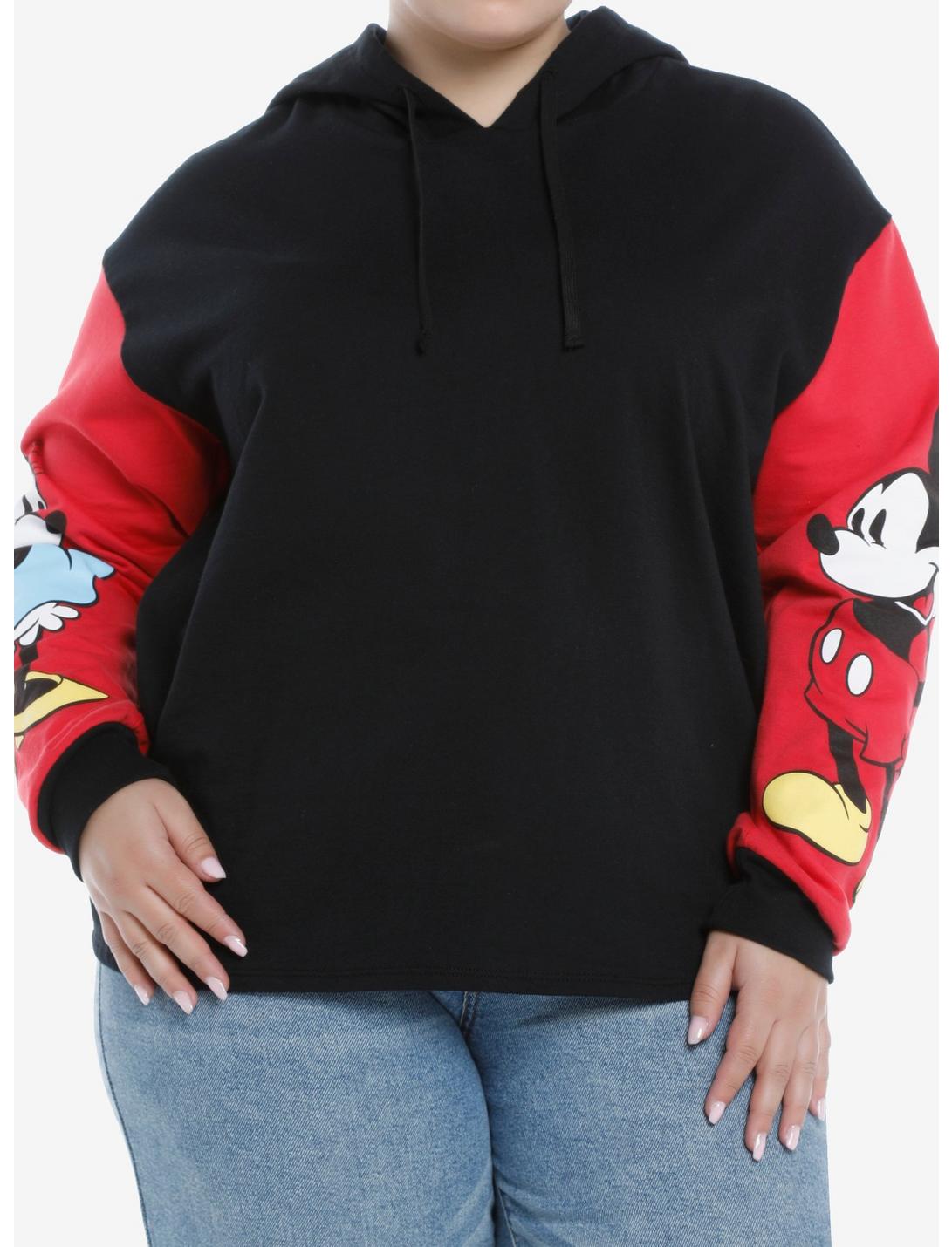 Disney Mickey Mouse & Minnie Mouse Sleeves Girls Hoodie Plus Size, MULTI, hi-res