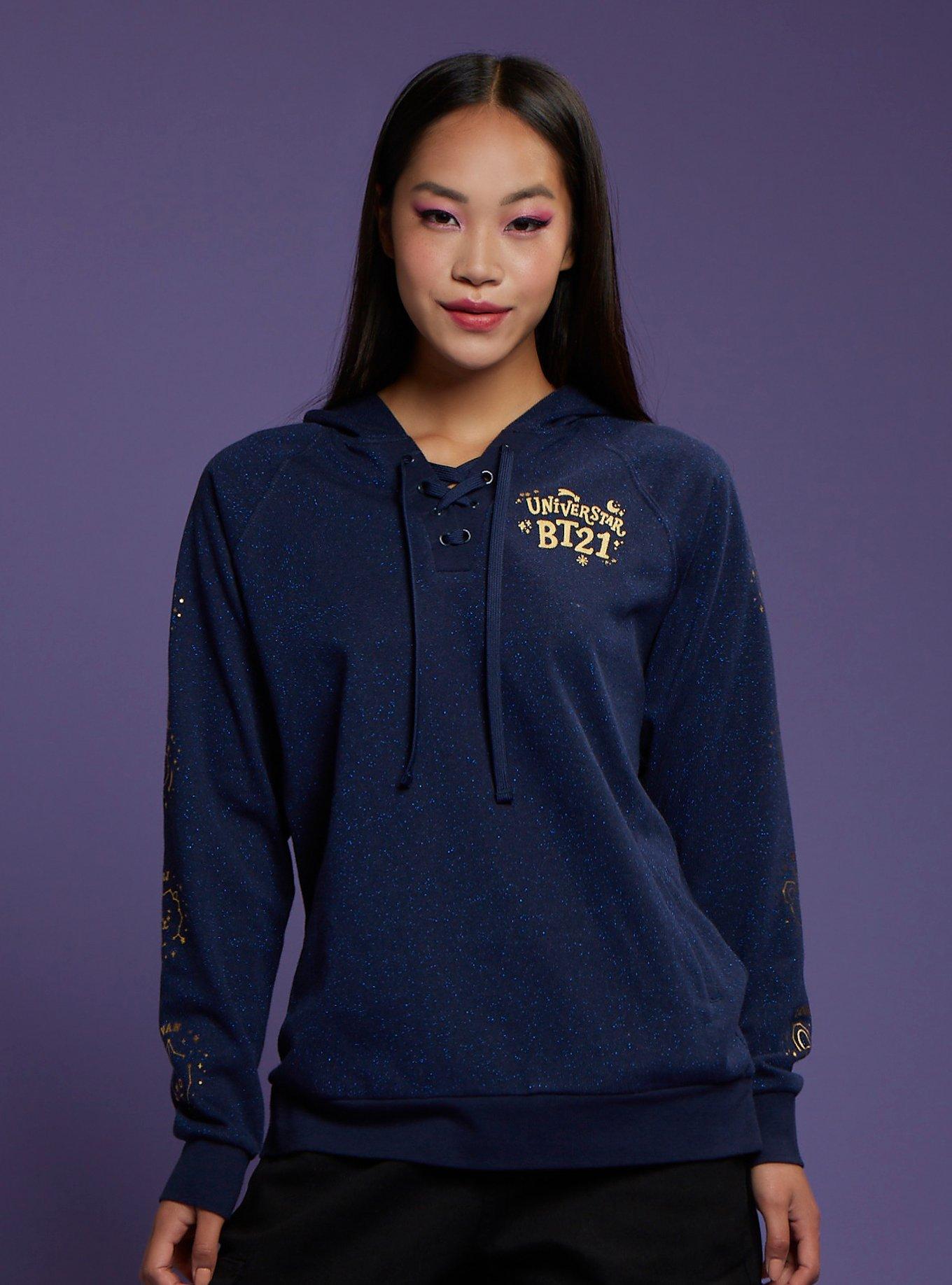 BT21 Metallic Gold Constellation Girls Lace Up Hoodie