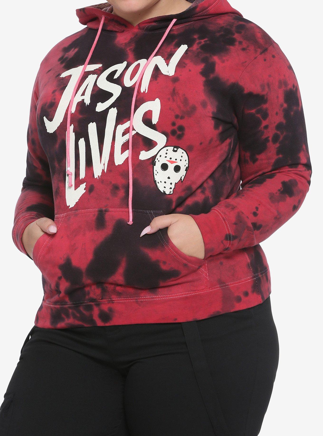 Friday The 13th Jason Lives Tie-Dye Girls Hoodie Plus Size, WHITE, hi-res