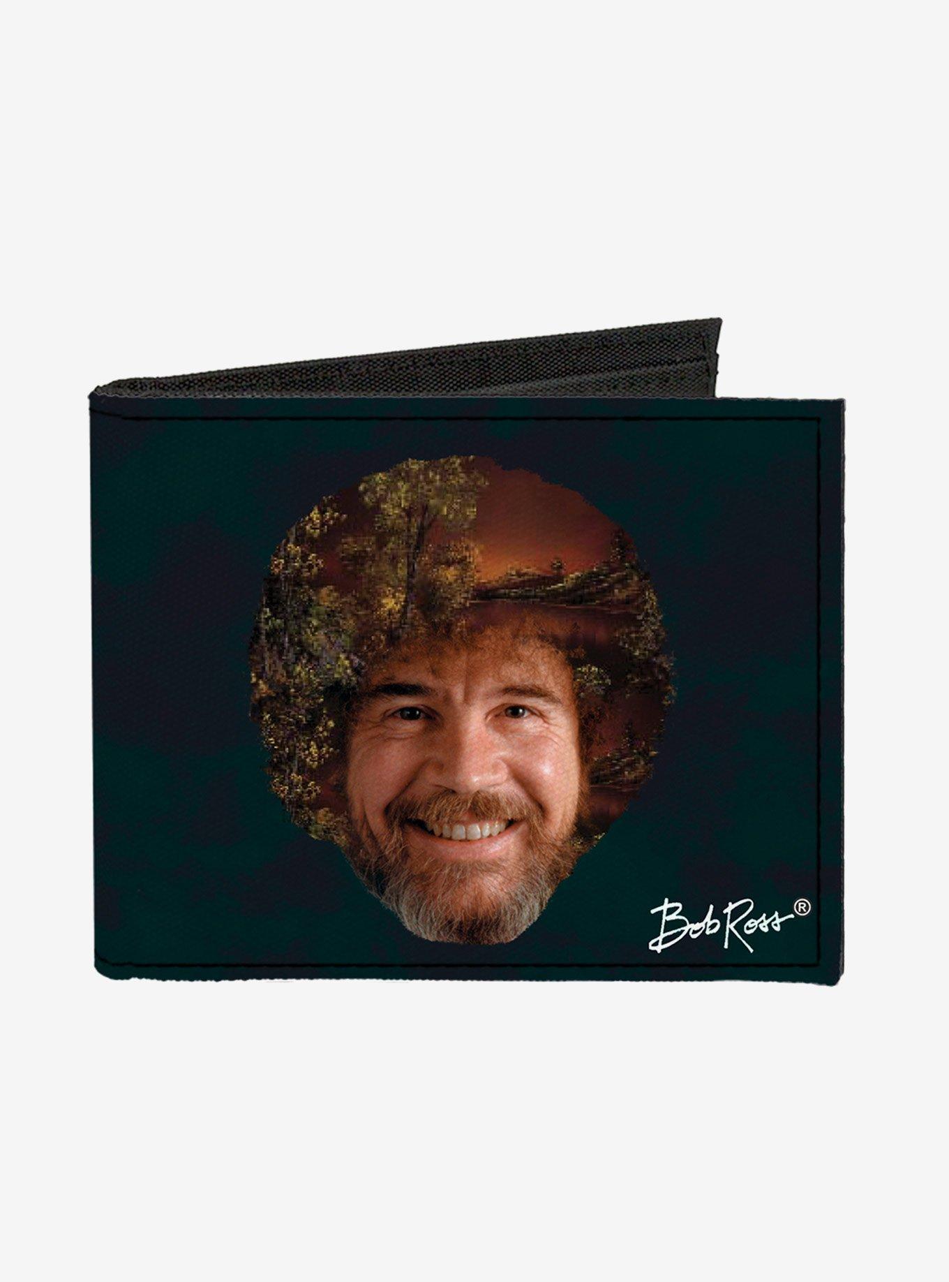 Bob Ross Autograph Smiling Landscape Dark Green Bifold Canvas Wallet