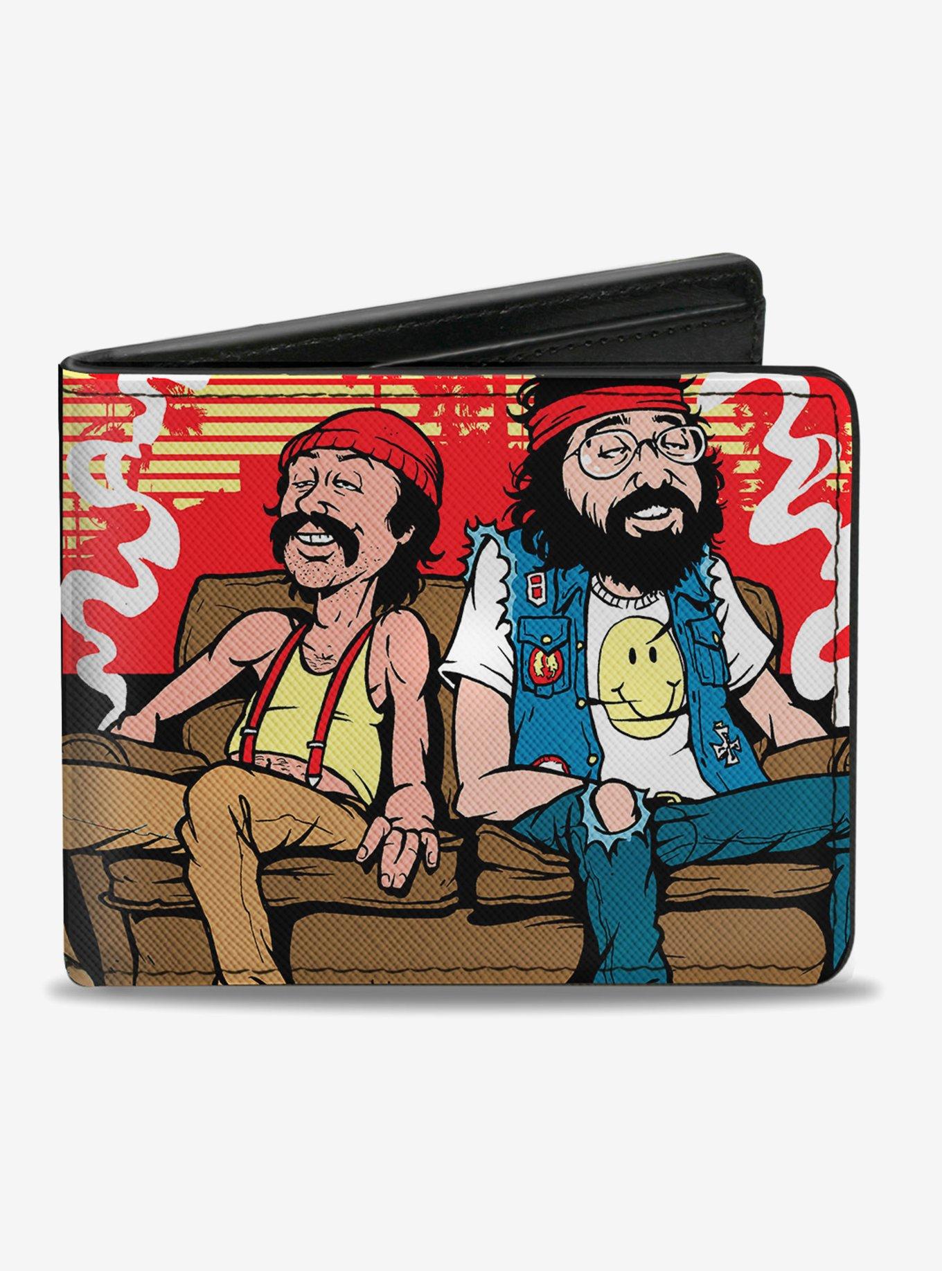 Cheech Chong on Couch Cartoon Smoke Cloud Bifold Wallet, , hi-res