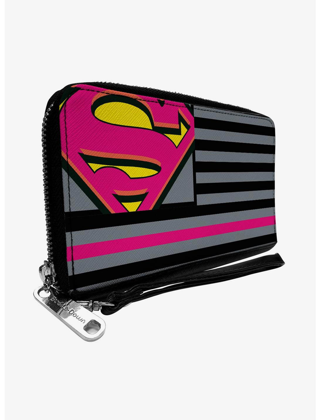 DC Comics Superman Shield Americana Stripes Zip Around Rectangle Wallet, , hi-res