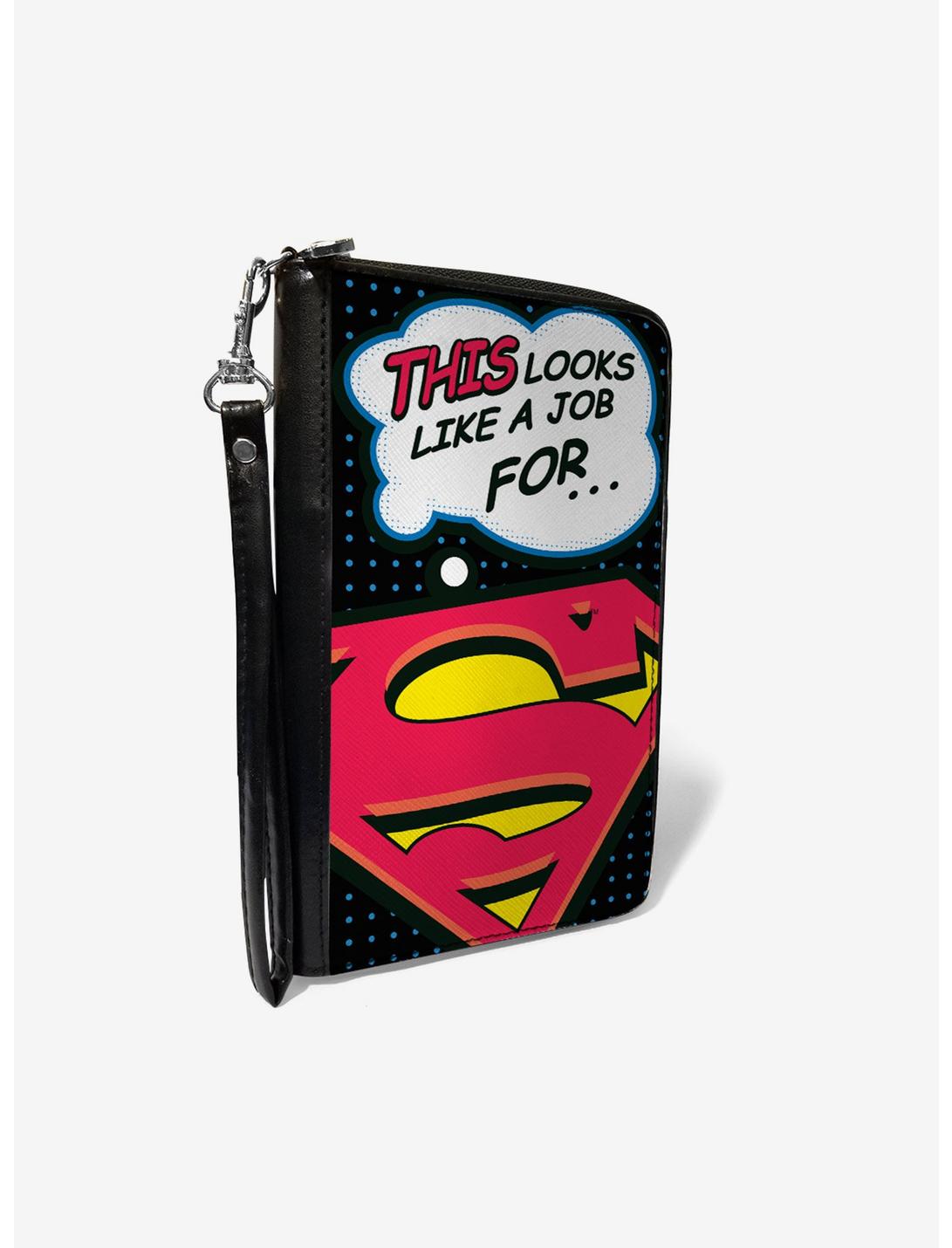 DC Comics Superman Shield This Looks Like a Job for Superman Zip Around Rectangle Wallet, , hi-res