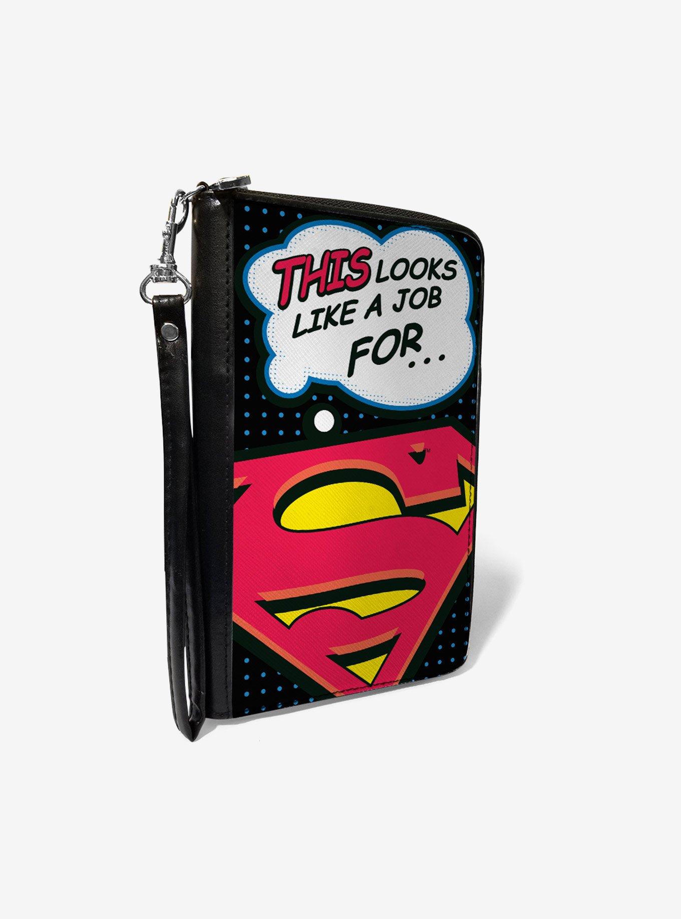 DC Comics Superman Shield This Looks Like a Job for Superman Zip Around Rectangle Wallet, , hi-res