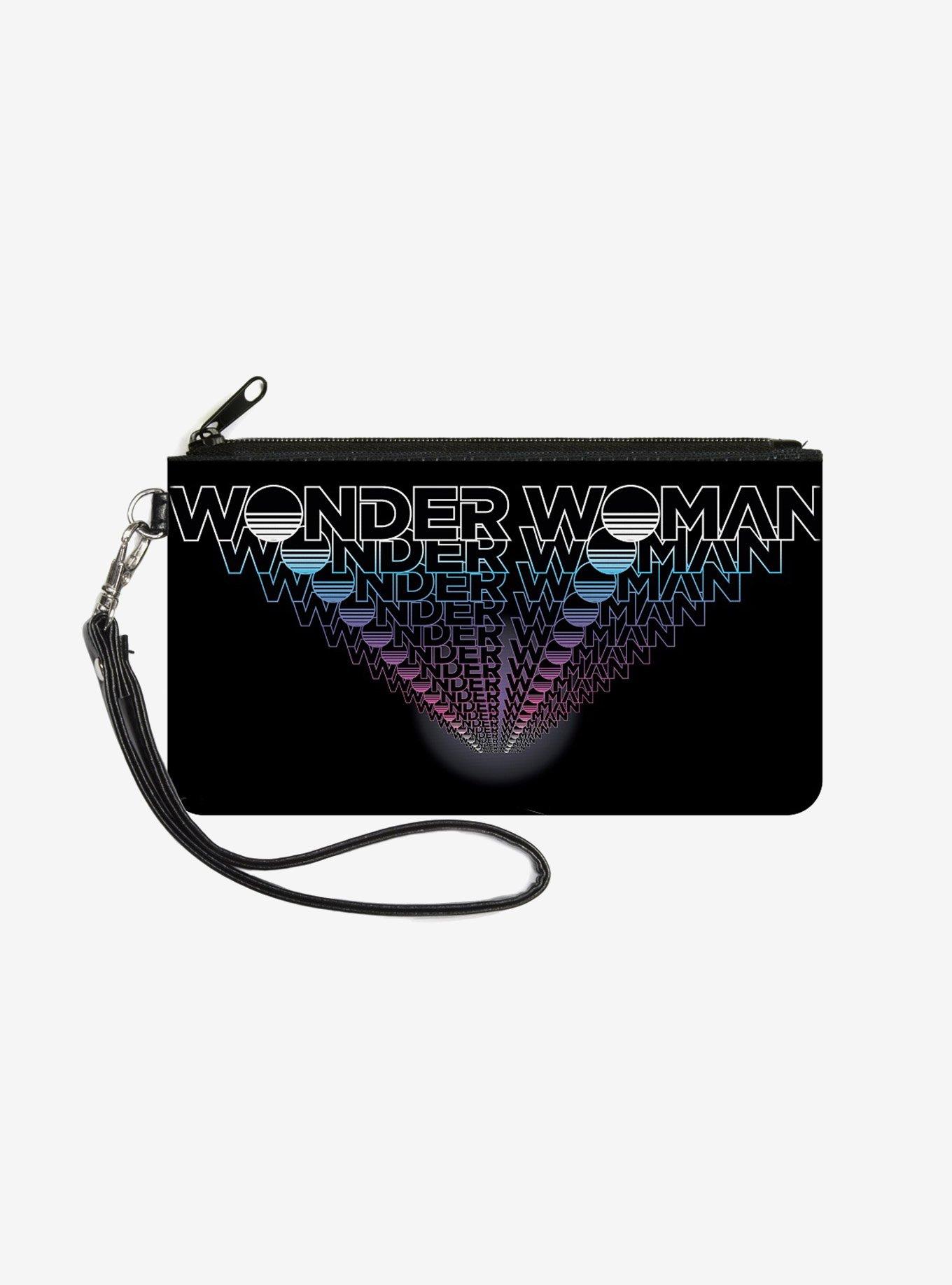 DC Comics Wonder Woman 1984 Text Infinity Repeat Zip Clutch Canvas Wallet