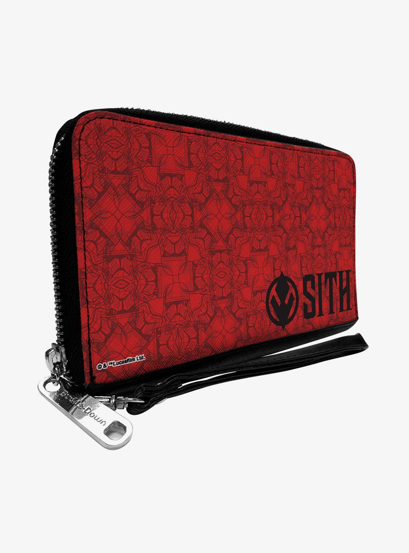 Star Wars Sith Trooper Sith Icon Collage Reds Black Zip Around Rectangle Wallet, , hi-res