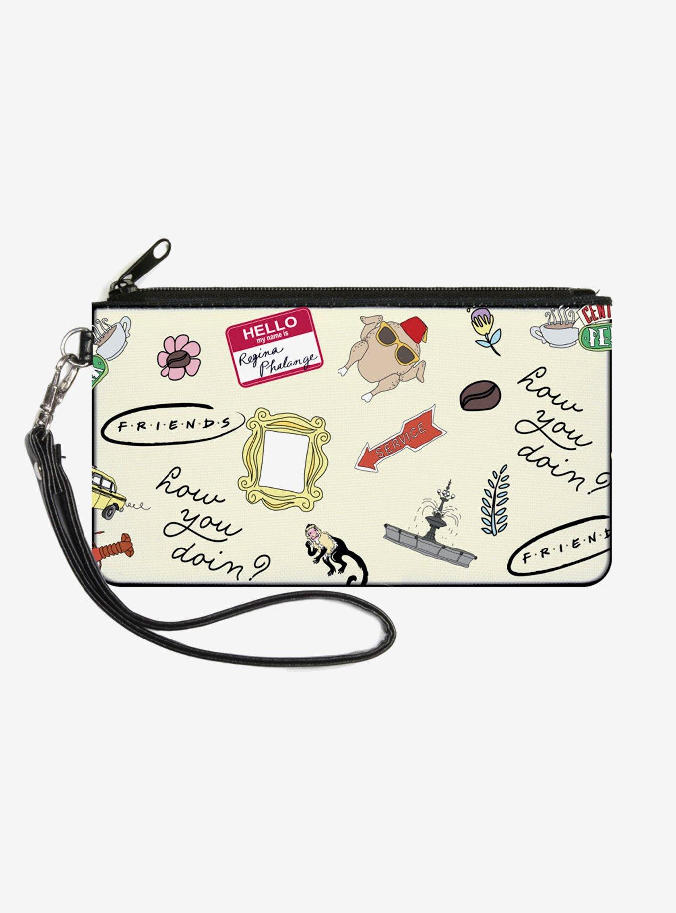 Friends Show Icons Collage Zip Clutch Canvas Wallet, , hi-res