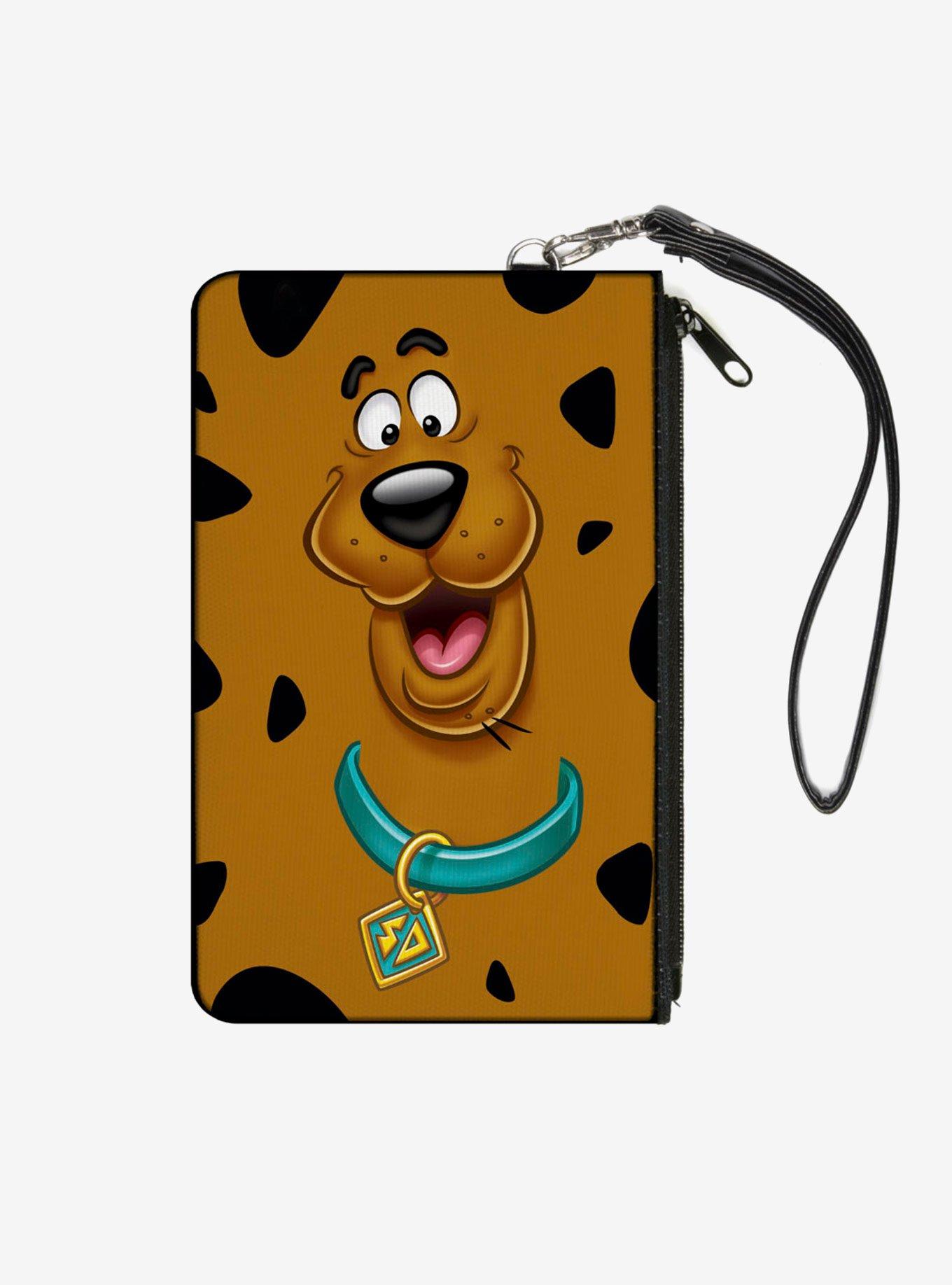 Scooby Doo Smiling Face Spots Brown Black Zip Clutch Canvas Wallet, , hi-res