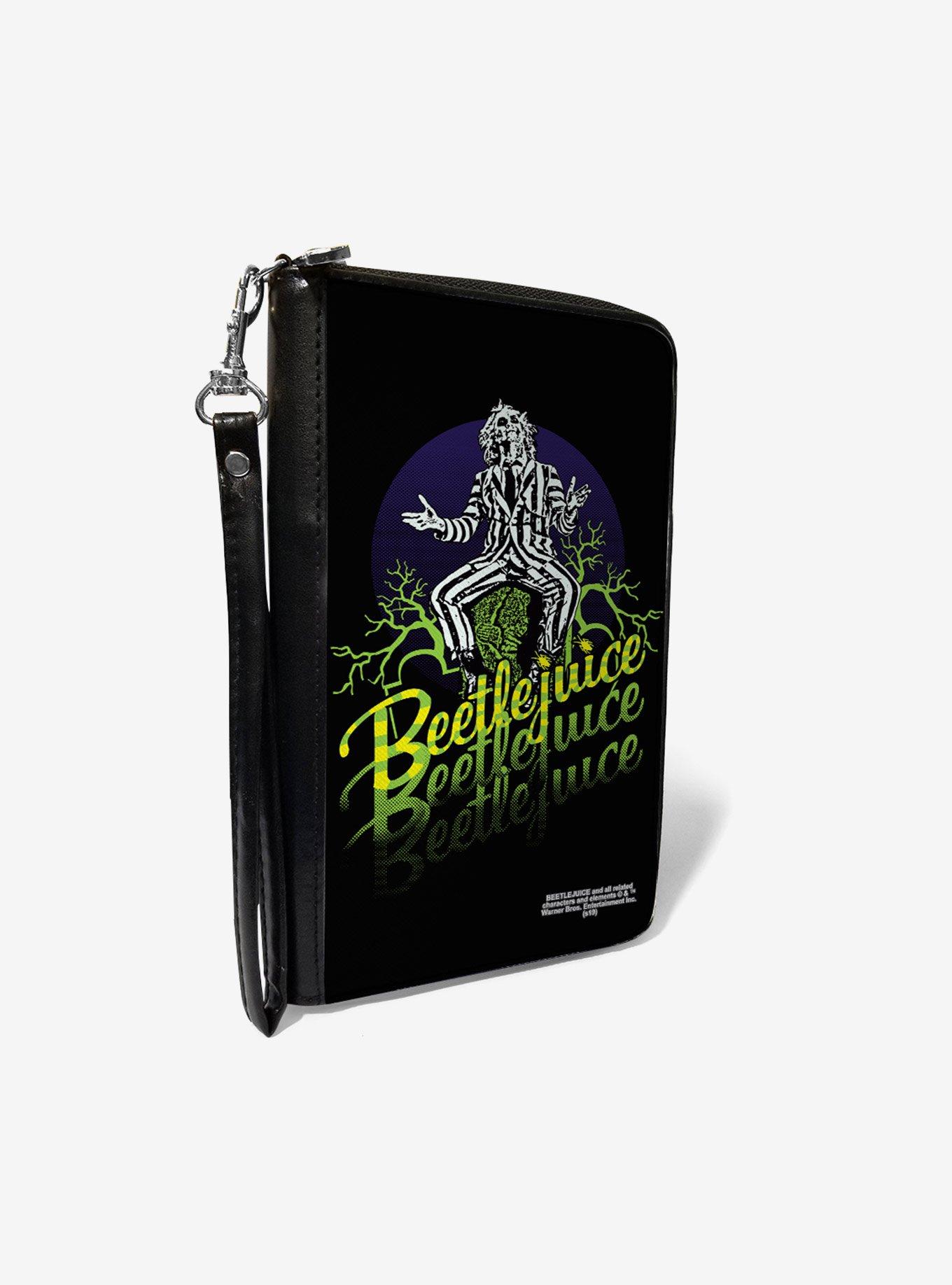 Beetlejuice Sitting on Tombstone Pose Trees Zip Around Rectangle Wallet, , hi-res