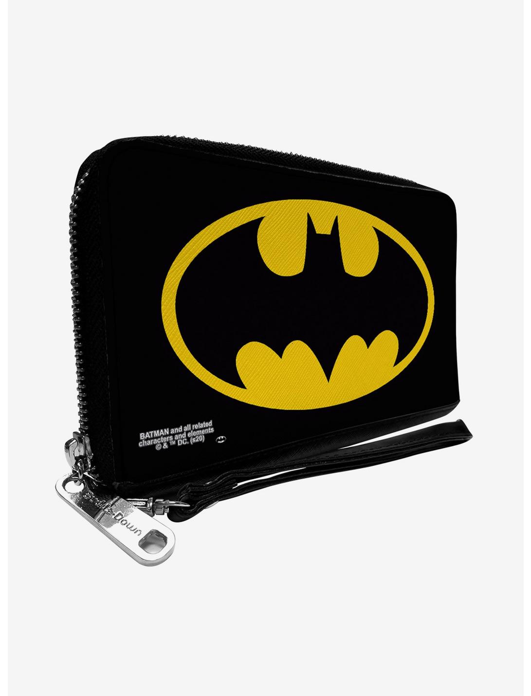 DC Comics Batman Bat Logo Black Yellow Zip Around Rectangle Wallet, , hi-res