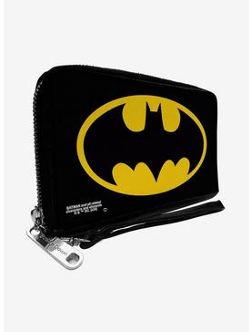 DC Comics Batman Bat Logo Black Yellow Zip Around Rectangle Wallet, , hi-res