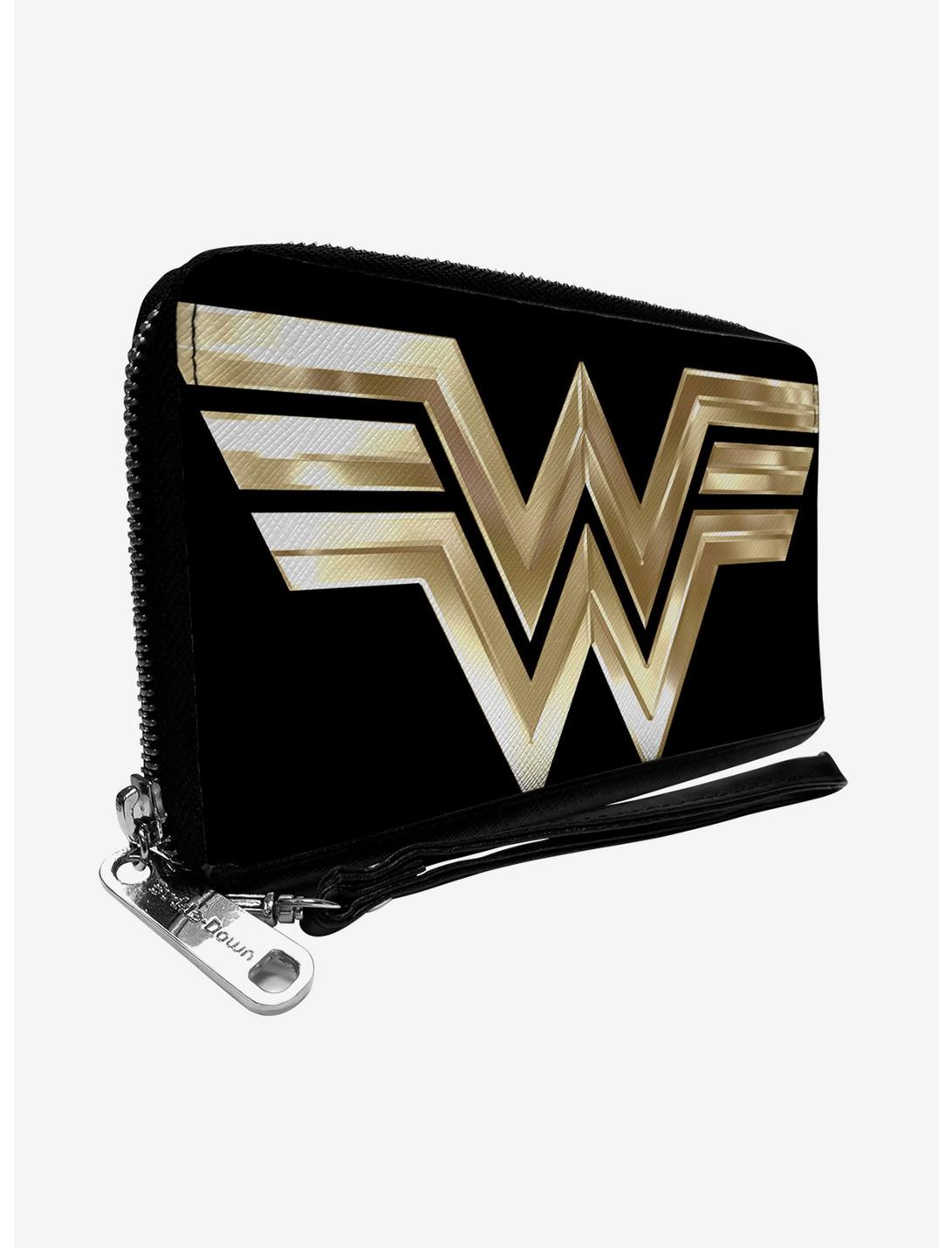 DC Comics Wonder Woman 1984 WW Logo Black Golds Zip Around Rectangle Wallet, , hi-res