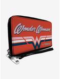 DC Comics Wonder Woman Logo with Striping Zip Around Rectangle Wallet, , hi-res