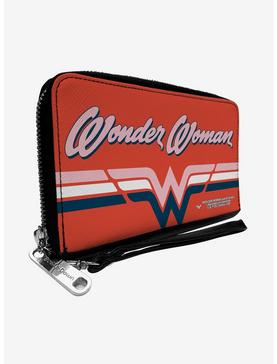 DC Comics Wonder Woman Logo with Striping Zip Around Rectangle Wallet, , hi-res