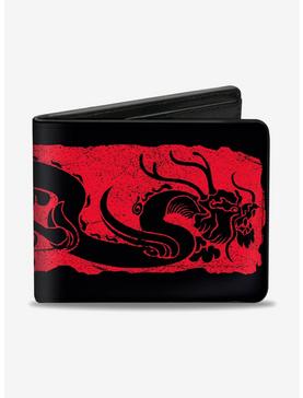 Disney Mulan Dragon Block Print Black Red Bifold Wallet, , hi-res