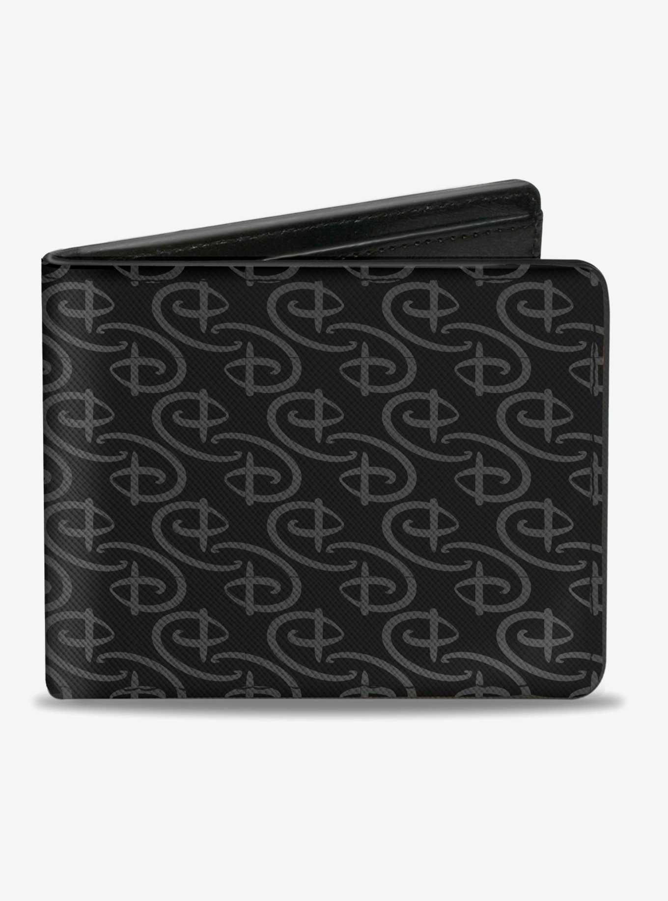 Disney Signature D Logo Monogram Black Gray Bifold Wallet, , hi-res