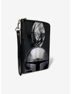 Star Wars The Mandalorian Mudhorn Armor Signet Helmet Grays Zip Around Rectangle Wallet, , hi-res