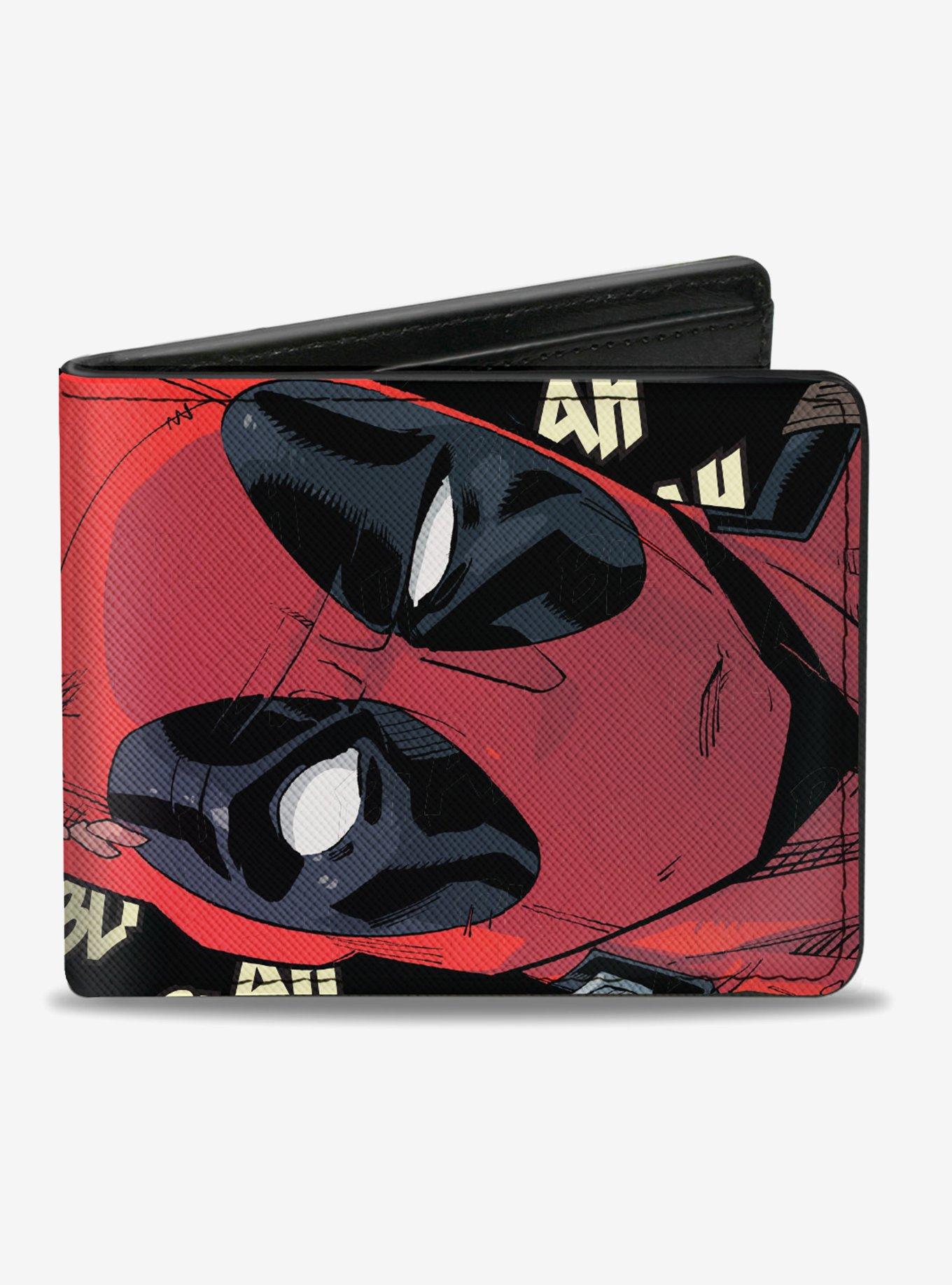 Marvel Deadpool Face Close Up Blah Blah Blah Text Bifold Wallet, , hi-res view 1