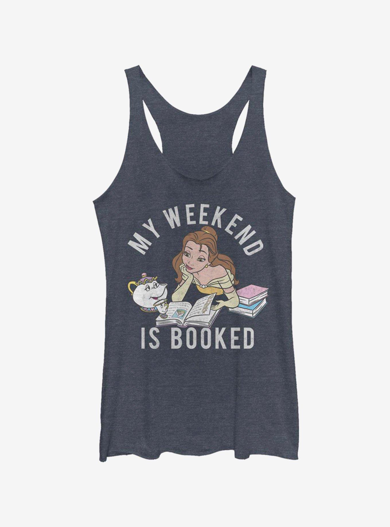 Disney Beauty And The Beast Booked Womens Tank Top, NAVY HTR, hi-res